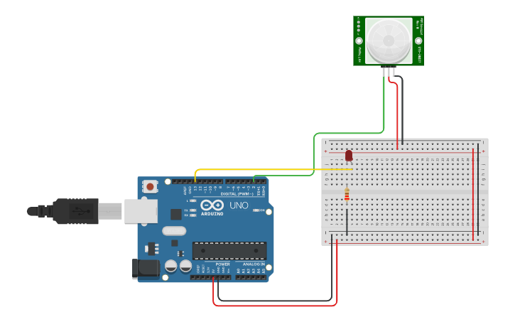Circuit design PIR Sensor - Tinkercad