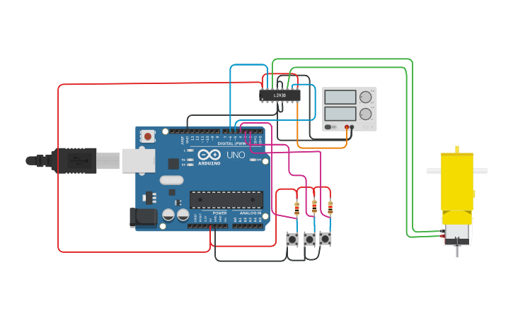 Circuit design Circuit of motor with Driver | Tinkercad