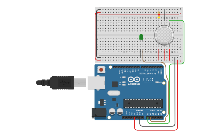 Circuit design Arduino gas sensor | Tinkercad