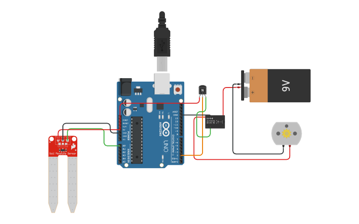 Circuit design โครงงานรดน้ำต้นไม้อัตโนมัติ - Tinkercad