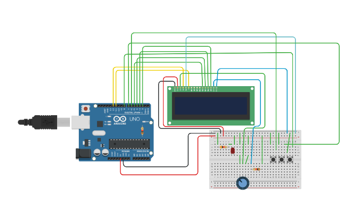 Circuit design Arduino - LCD 16x2 | Tinkercad