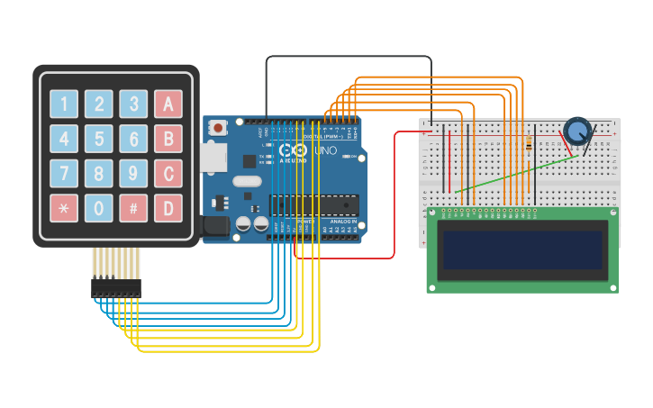 Circuit design Progetto- calcolatrice - Tinkercad
