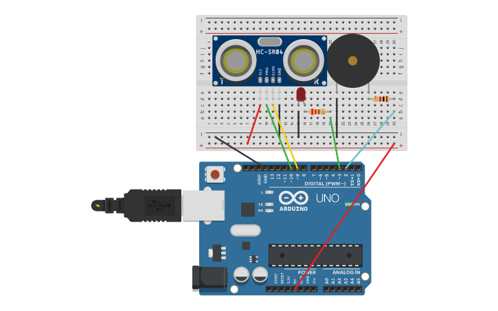 Circuit design Medidor de distancia con sensor ultrasónico Arduino ...