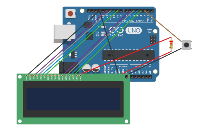 Circuit design arduino-LCD-game - Tinkercad