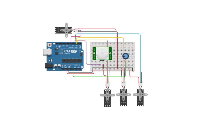 Circuit design Copy of Sensor PIR con Servomotor | Tinkercad