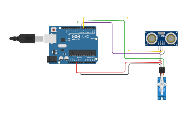 Circuit design Smart Dustbin using Arduino uno - Tinkercad
