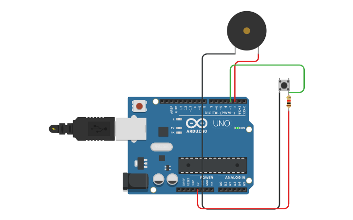 Circuit design piezo 7 เสียงมีสวิตซ์ - Tinkercad