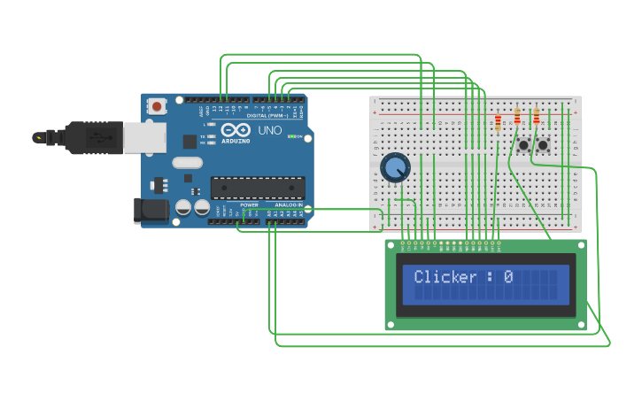 Circuit design Clicker - Tinkercad
