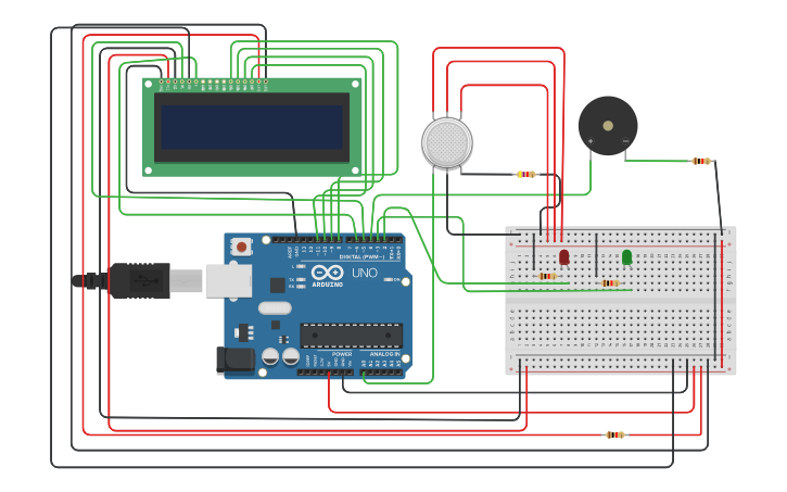 Circuit design gas detector - Tinkercad