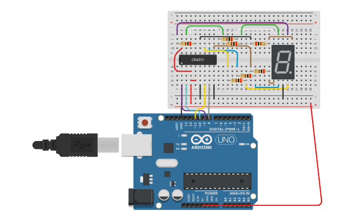 Circuit design Quiz counter - Tinkercad