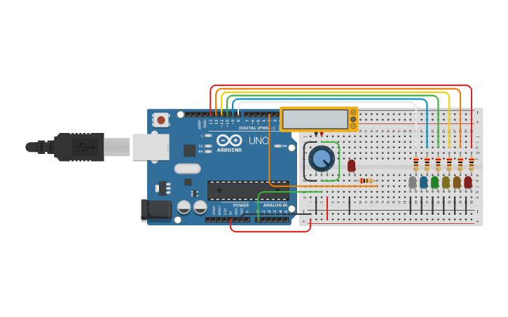 Circuit design UTV Arduino Lesson No3 Variable Register - Tinkercad