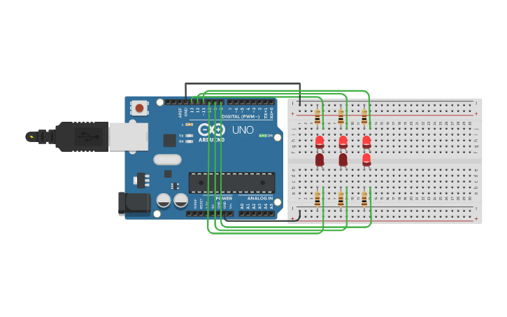 Circuit design Grid de LEDs | Tinkercad
