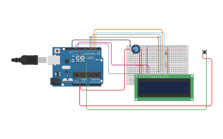 Circuit design control display lcd 16x2 en arduino | Tinkercad