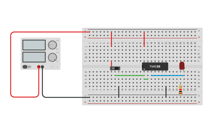 Circuit design NOT GATE USING NAND GATE - Tinkercad