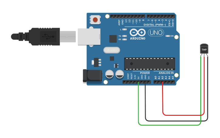 Circuit design Temperature Sensor-Assignment 2 - Tinkercad