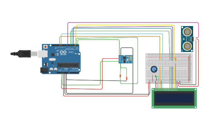 Circuit design SMART GARBAGE MONITORING SYSTEM - Tinkercad
