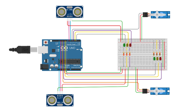 Circuit design Trevor 2Way Bridge Traffic Project | Tinkercad