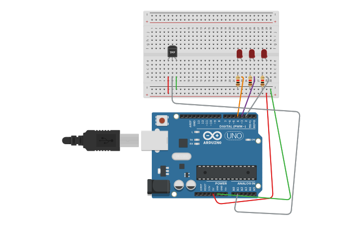 Circuit design Temperature Sensor Using Arduino - Tinkercad
