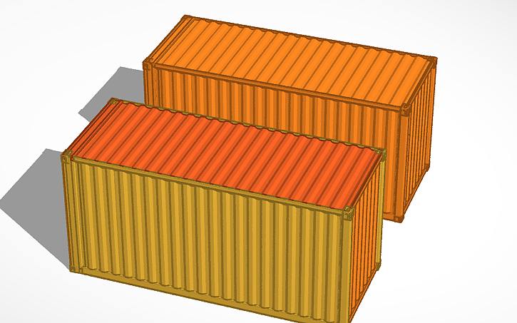 3D design Shipping Container, whole and individual sides - Tinkercad