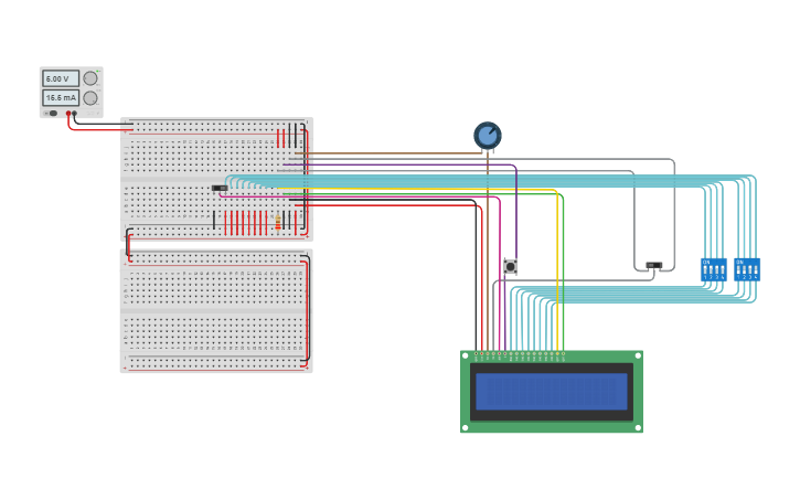 Circuit design 16X2 LCD Display - Tinkercad