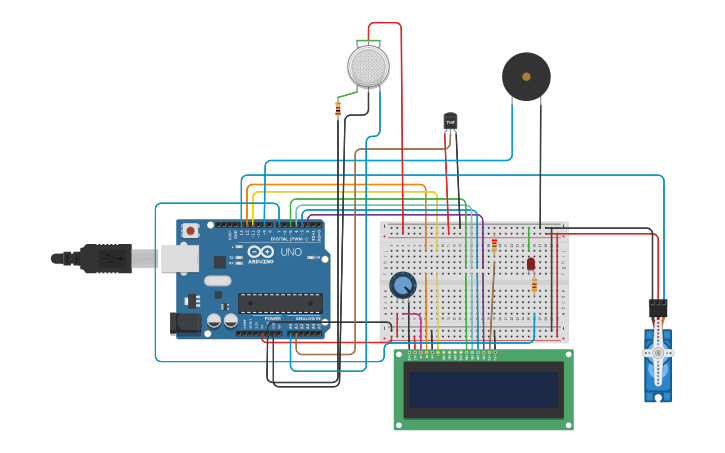 Circuit design Fire Alarm - Tinkercad