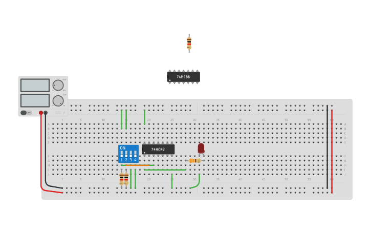 Circuit design XOR - Tinkercad
