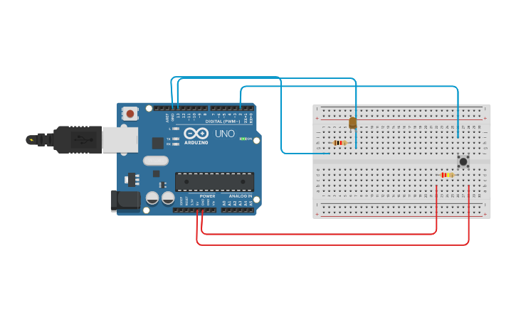 Circuit design Push-Button Circuit - Tinkercad