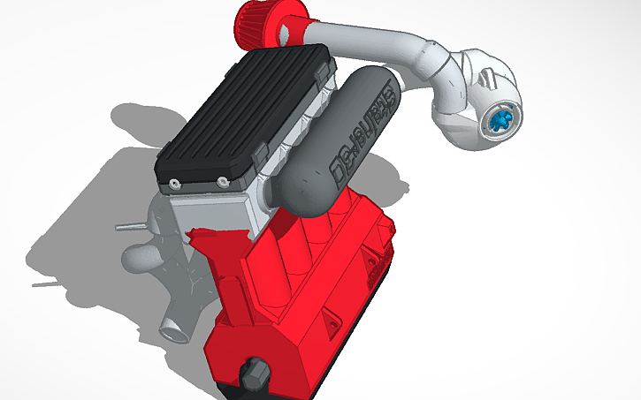 3D design inline four with a single turbo - Tinkercad