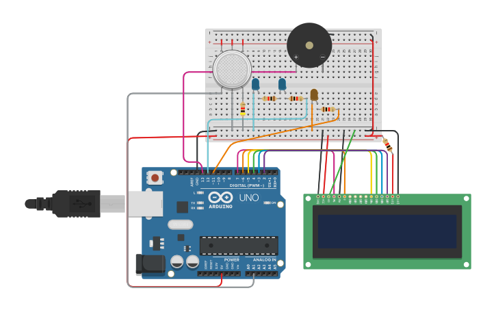 Circuit design Sensor de gas - Tinkercad