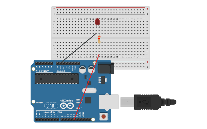 Circuit design Conectarea unui LED la Arduino - Tinkercad