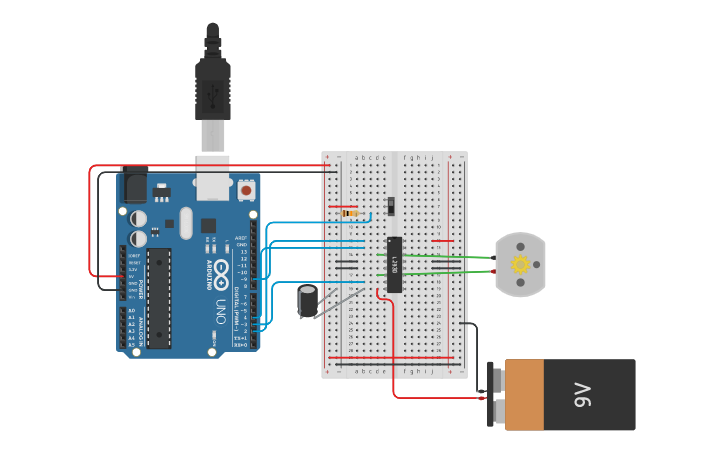 Circuit design EXERCISE 5.B. DC MOTOR CONTROL USING AN H-BRIDGE - Tinkercad