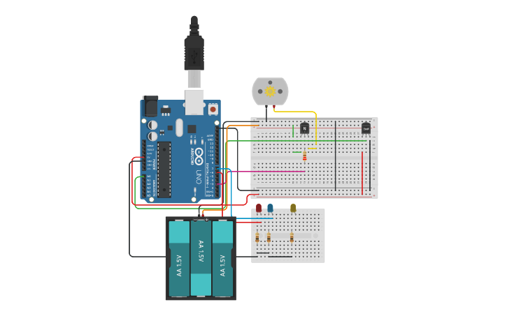 Circuit design Temperature Sensor with LED - Tinkercad