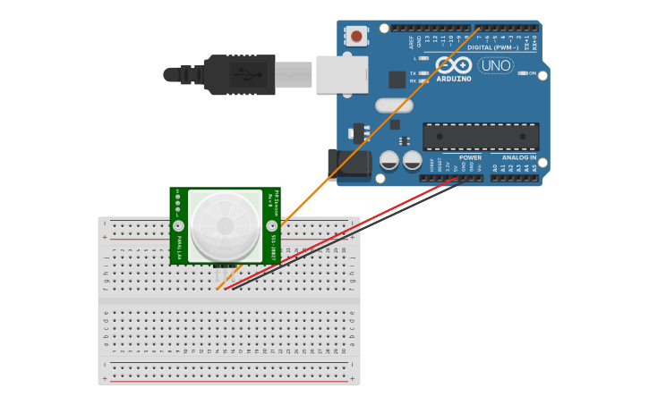 Circuit design PIR Sensor - Tinkercad