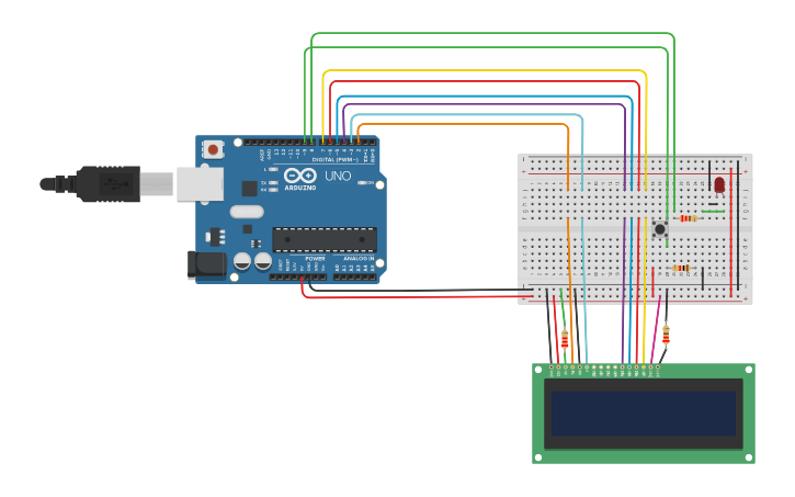 Circuit design LCD CON LED - Tinkercad