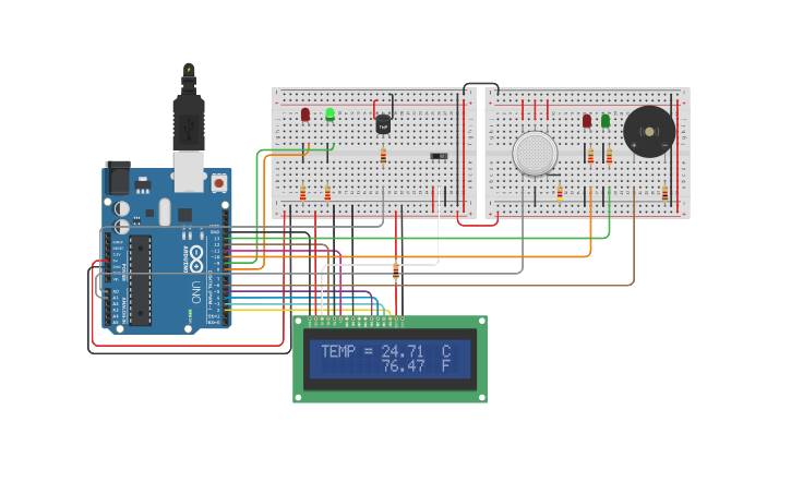 Circuit design Fire Alarm System - Midterm Exam | Tinkercad