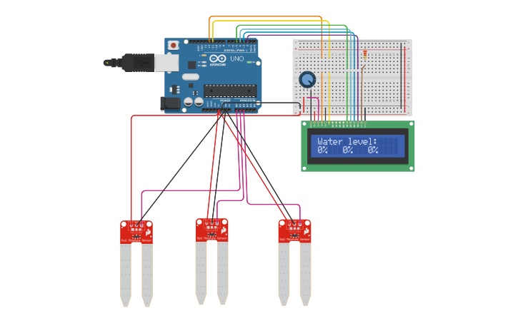 Circuit design WATER LEVEL SENSOR - Tinkercad