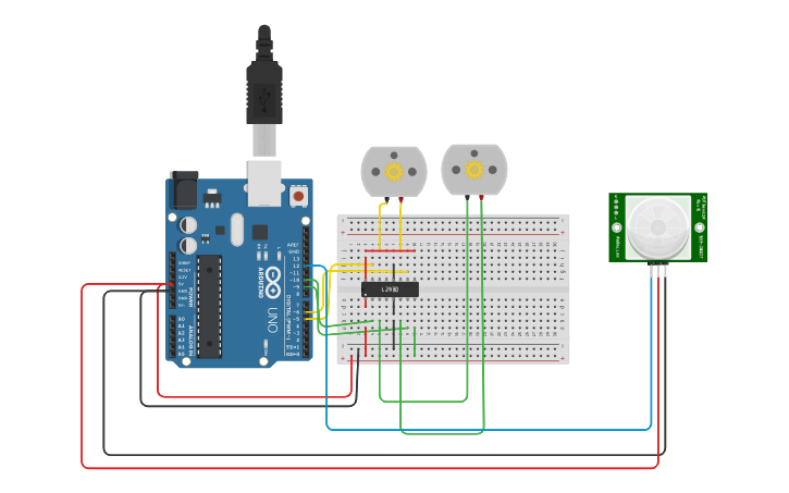 Circuit design motor driver - Tinkercad