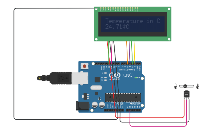 Arduino Based Digital Thermometer Circuit Diagram