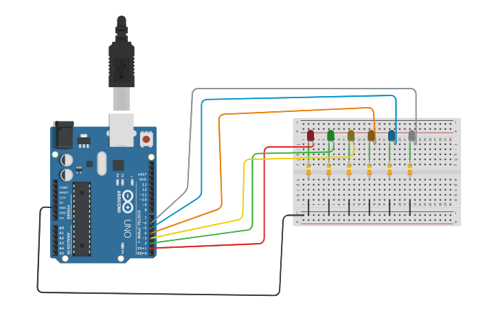 Circuit design secuencia de leds con arduino | Tinkercad