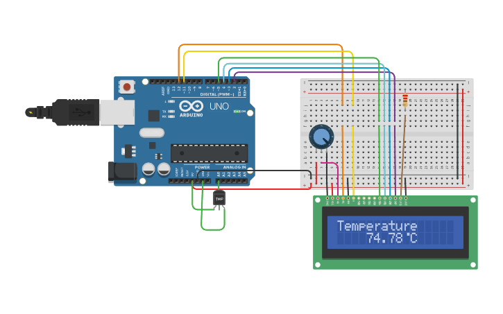 Circuit design temperature sensor | Tinkercad