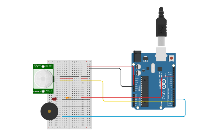 Circuit design PIR Motion Sensor - Tinkercad