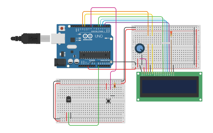 Circuit design Temperature sensor | Tinkercad