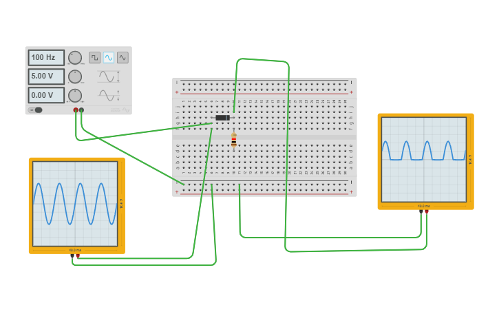 Circuit design Half Wave Rectifier without filter - Tinkercad