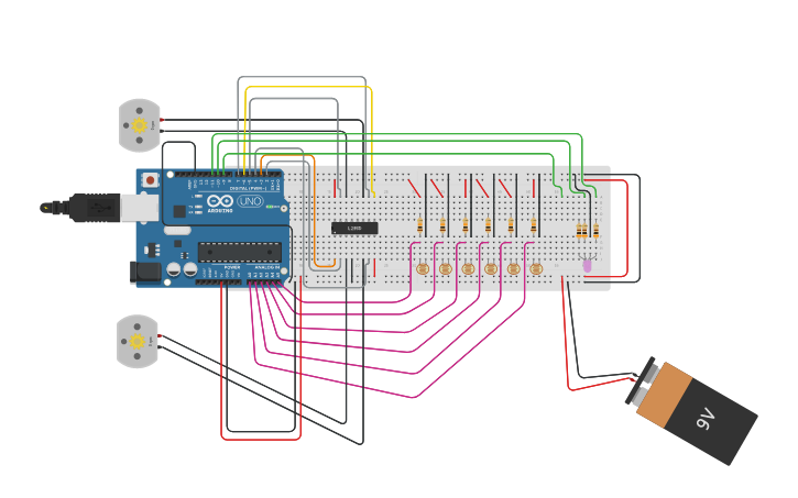 Circuit design LINE FOLLOWER - Tinkercad
