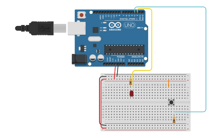 Circuit design LED con codigo - Tinkercad