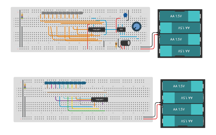 Circuit design LED Chaser for Flappy Bird - Tinkercad