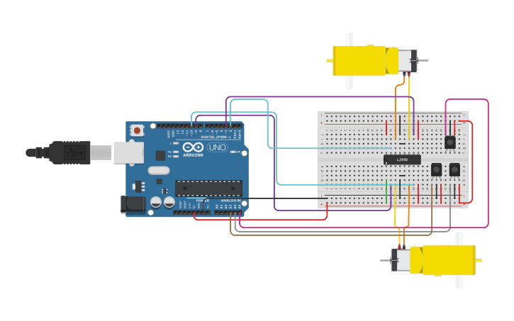 Circuit design line follower - Tinkercad