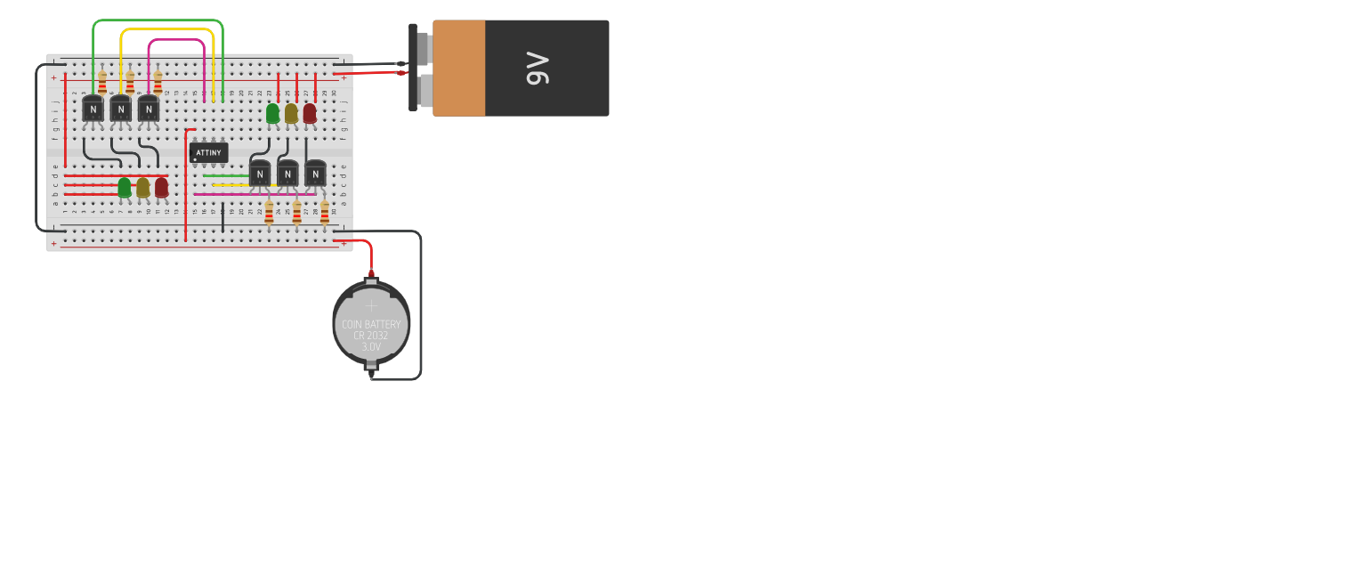 Circuit design Traffic lights Tinkercad