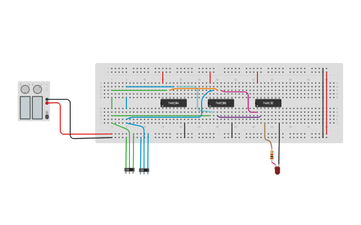 Circuit design XOR gate - Tinkercad