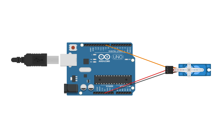 Circuit design сервопривод - Tinkercad